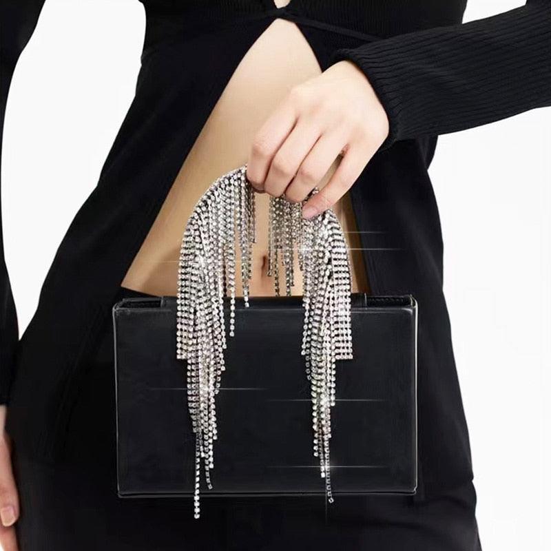 Crystal and factory Leather Purse Tassel