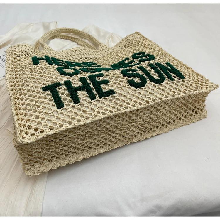 Here Comes The Sun Straw Tote Bag from The House of CO-KY - Handbags