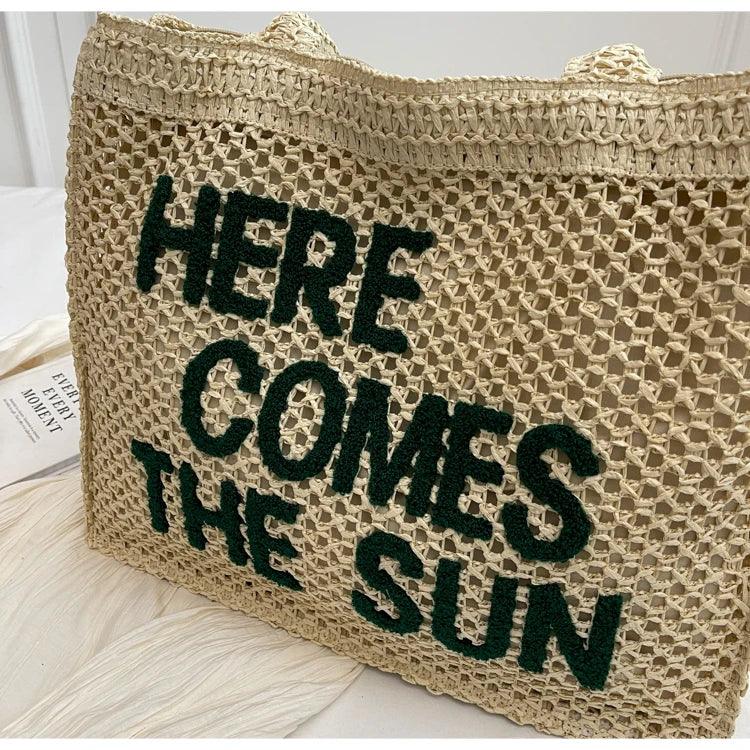 Here Comes The Sun Straw Tote Bag from The House of CO-KY - Handbags