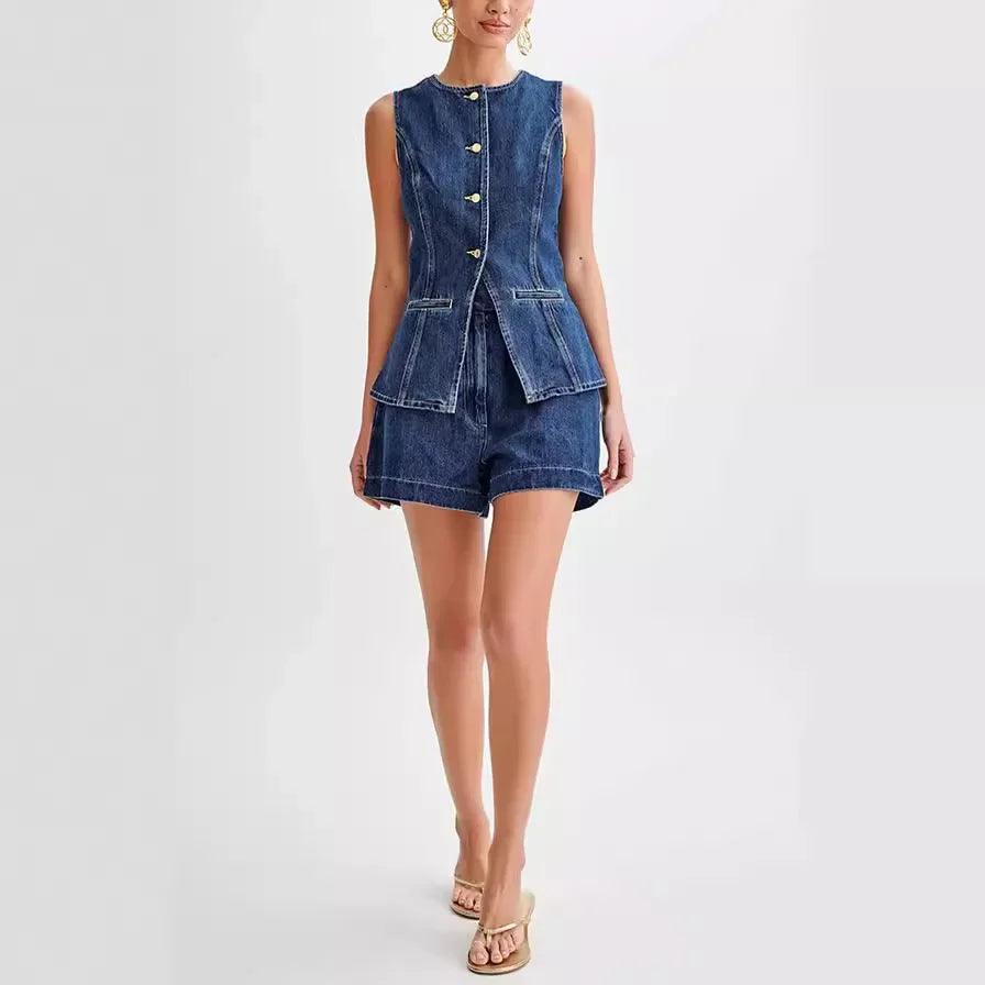 Nancy Denim Short Set from The House of CO-KY - Outfit Sets