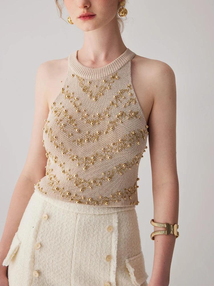 Nuria Beaded Knit Crop Top from The House of CO-KY - Shirts & Tops