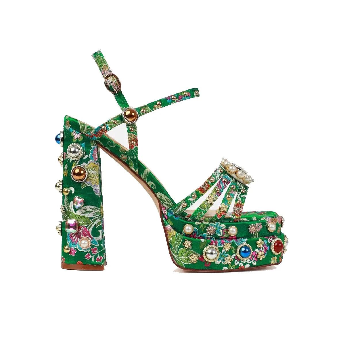 Queen Crystal Embroidery High Heels from The House of CO-KY - Shoes