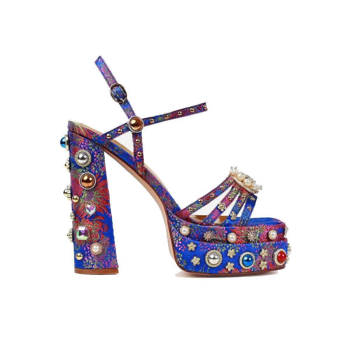 Queen Crystal Embroidery High Heels from The House of CO-KY - Shoes