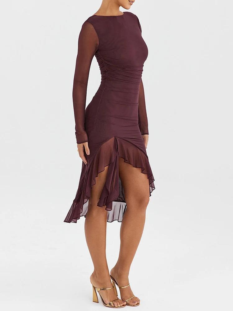 Sheena Ruffle Ruched Dress from The House of CO-KY - Dresses