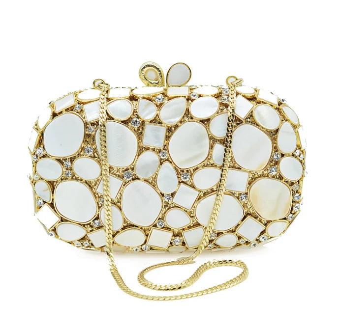 Sophie Stones Evening Clutch - Pearl & Gold from The House of CO-KY - Handbags