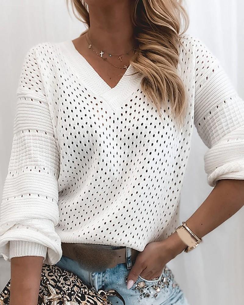 Olivia Hollow Out White Sweater from The House of CO-KY - Shirts & Tops