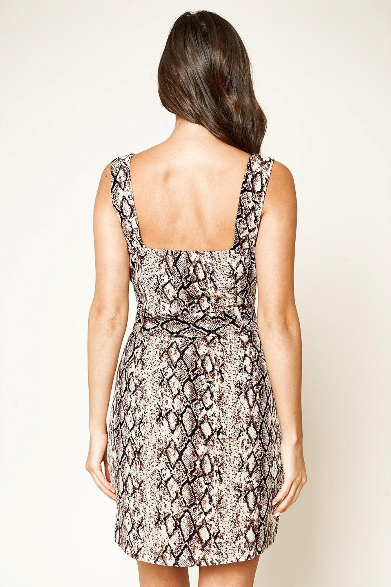 Roberta Snake Print Belted Mini Dress from The House of CO-KY - Dresses