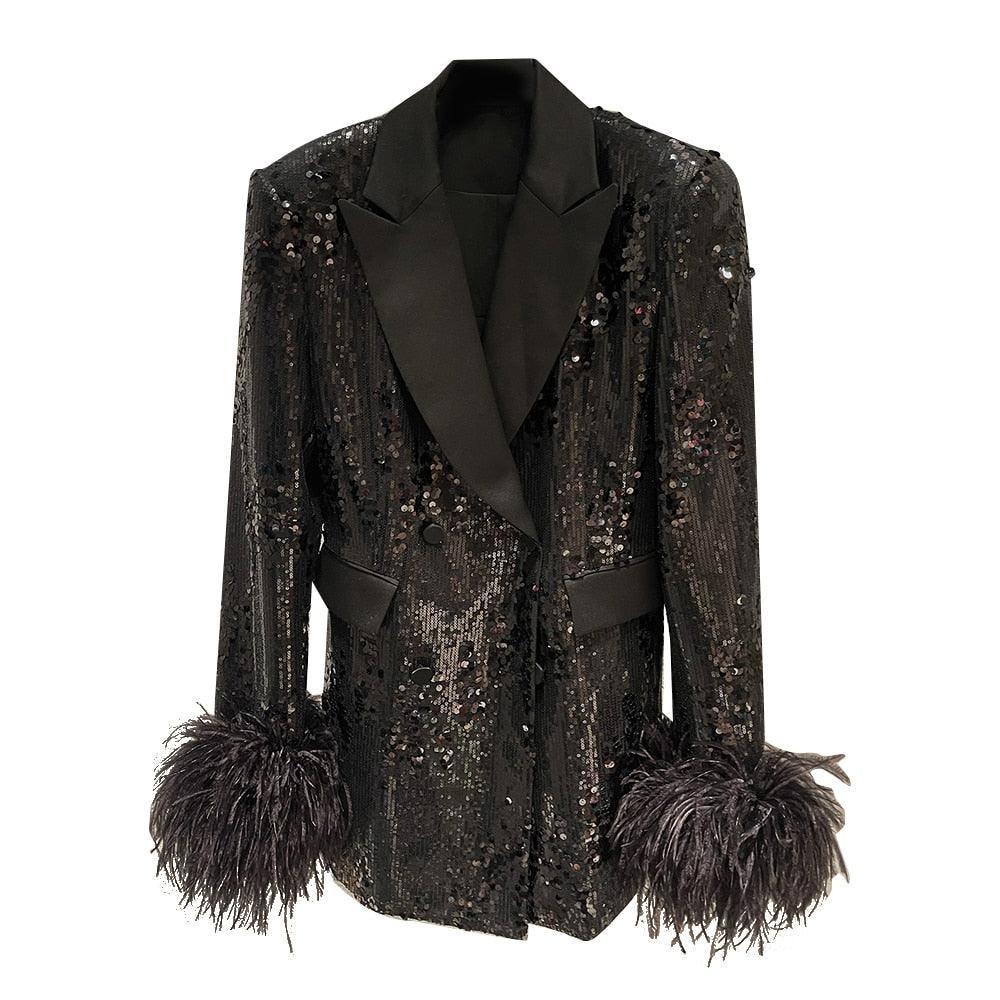 Sheila Sequins and Feather Blazer from The House of CO-KY - Coats & Jackets