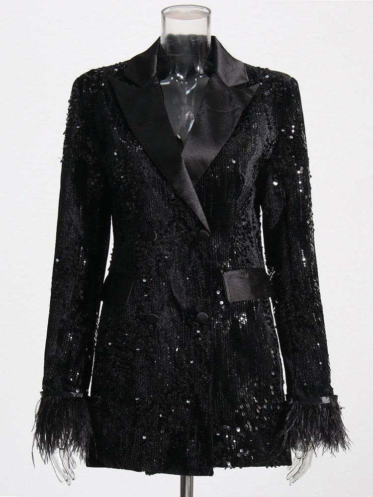 Sheila Sequins and Feather Blazer from The House of CO-KY - Coats & Jackets